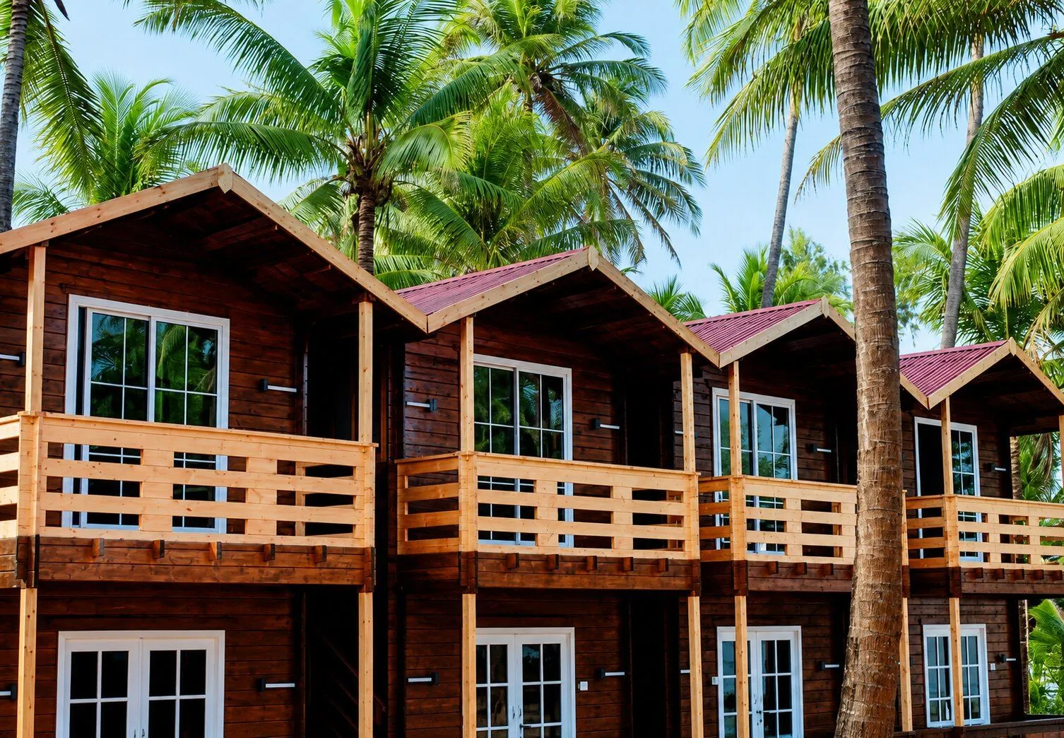 Kanak Infra Hospitality palm-fringed cottages — trusted by India's most demanding clients