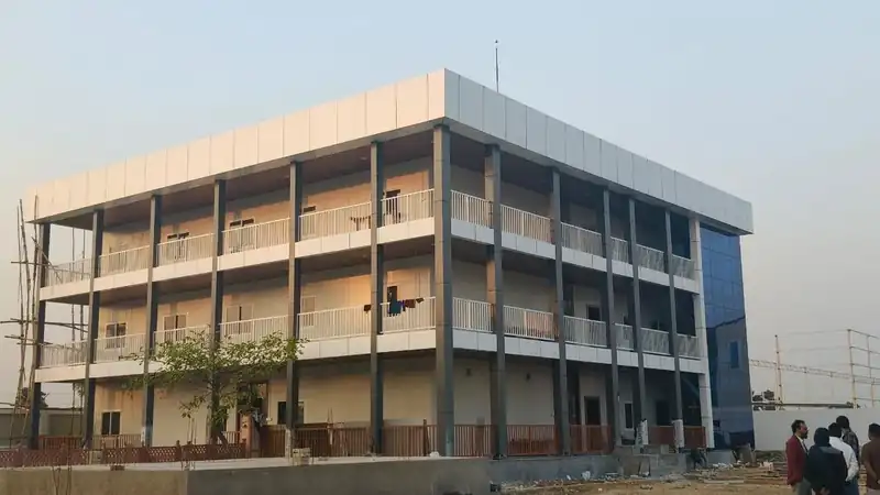 Large-scale EPC construction site representing Kanak Infra's complete infrastructure and hospitality services